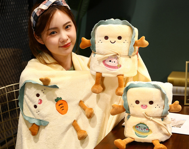 접이식 미니 식빵 모양 무릎담요 제작