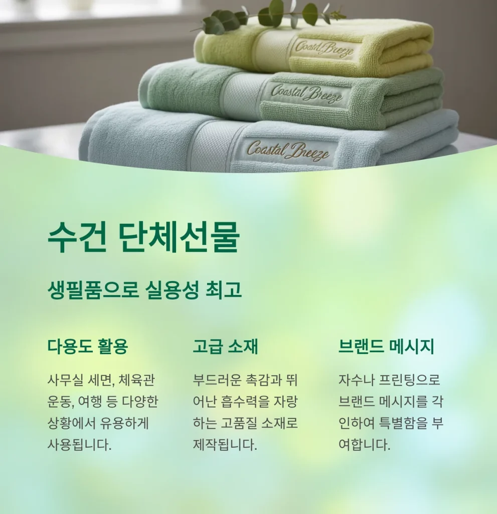 단체선물 제작 관공서 행사 기념품 단체수건 제작